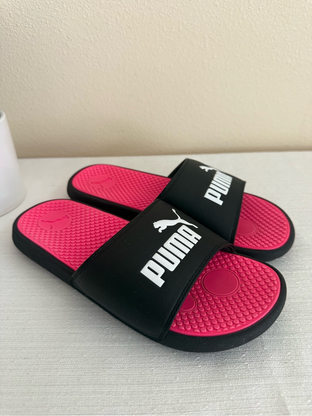 PUMA Black & Pink Slide Sandals